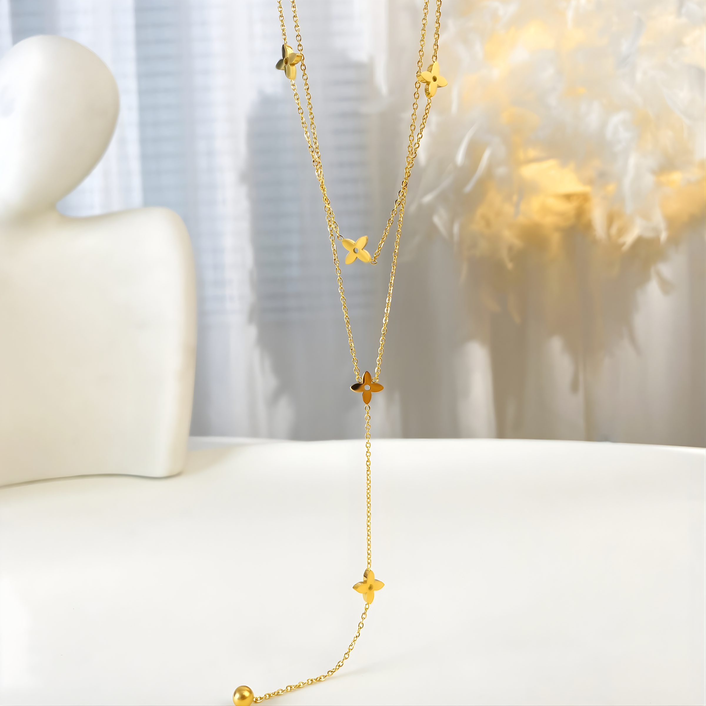 Blossom Charm, Cable Chain 18K Gold Plated