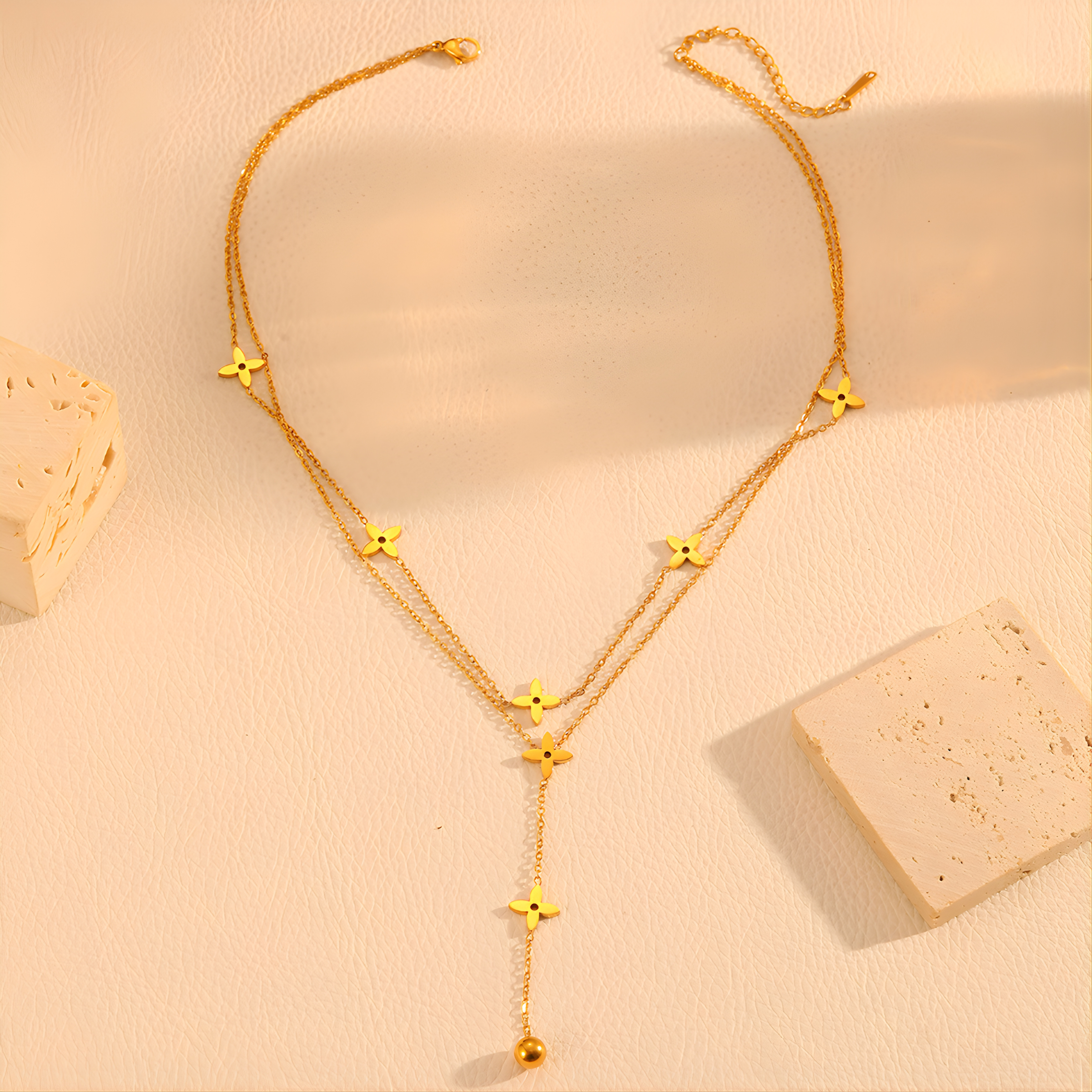 Blossom Charm, Cable Chain 18K Gold Plated