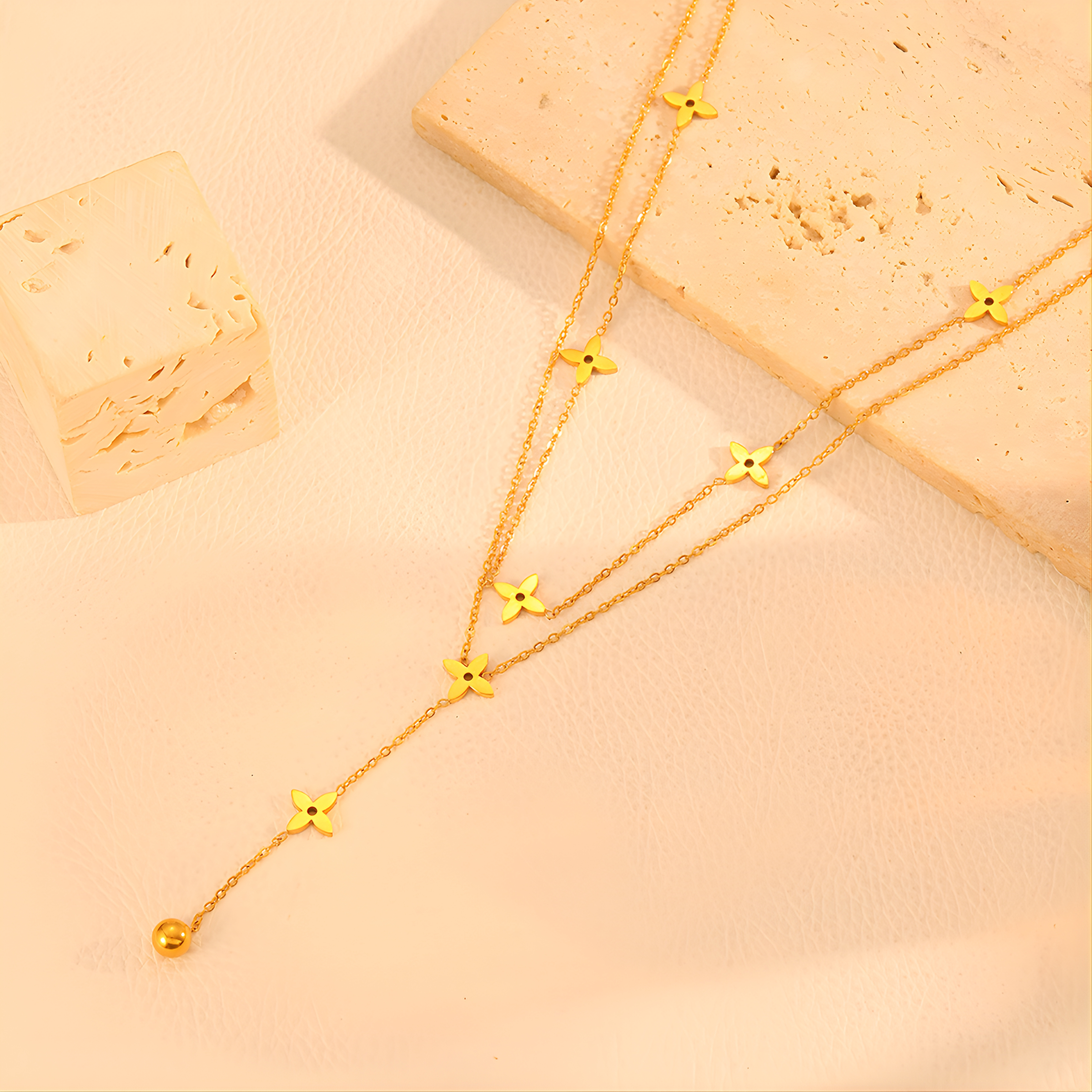Blossom Charm, Cable Chain 18K Gold Plated