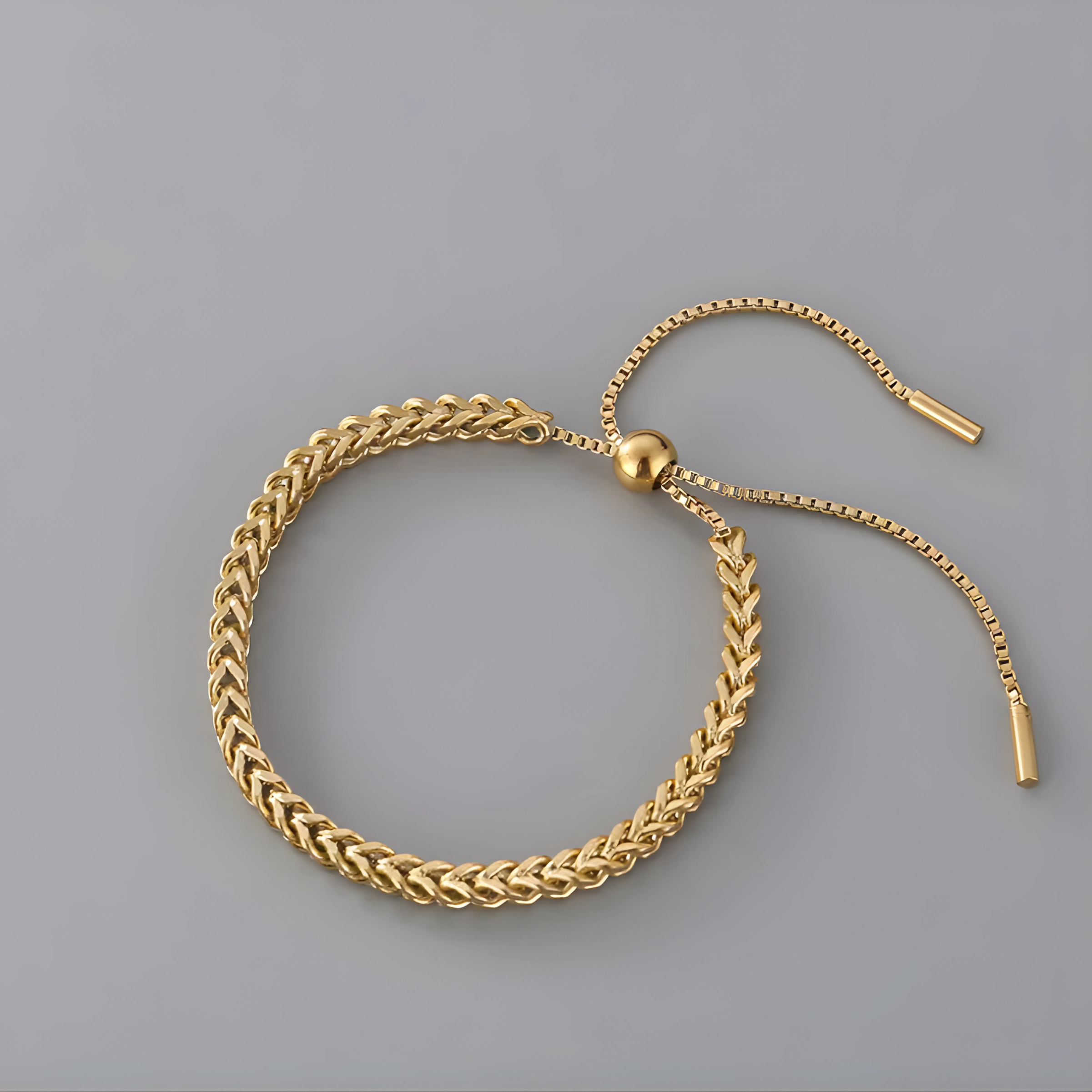 Styled Wheat Chain Bracelet - 18K Gold Plated