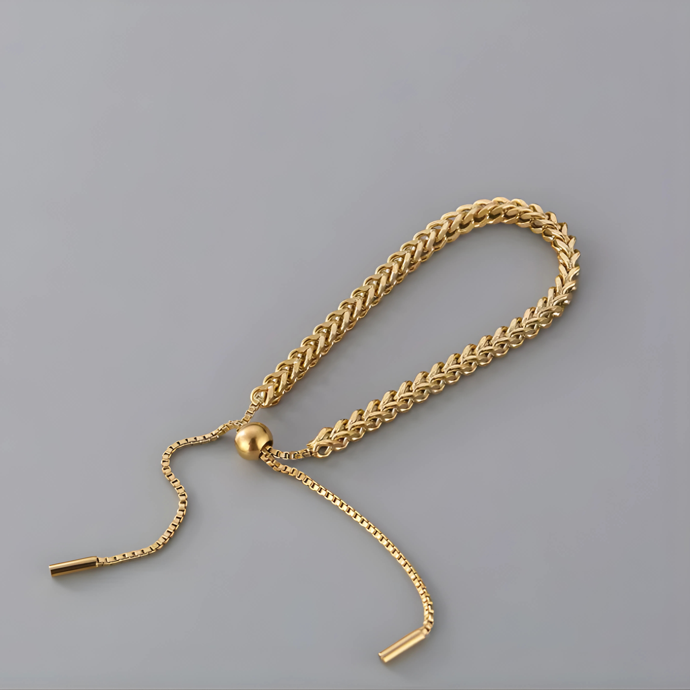 Styled Wheat Chain Bracelet - 18K Gold Plated