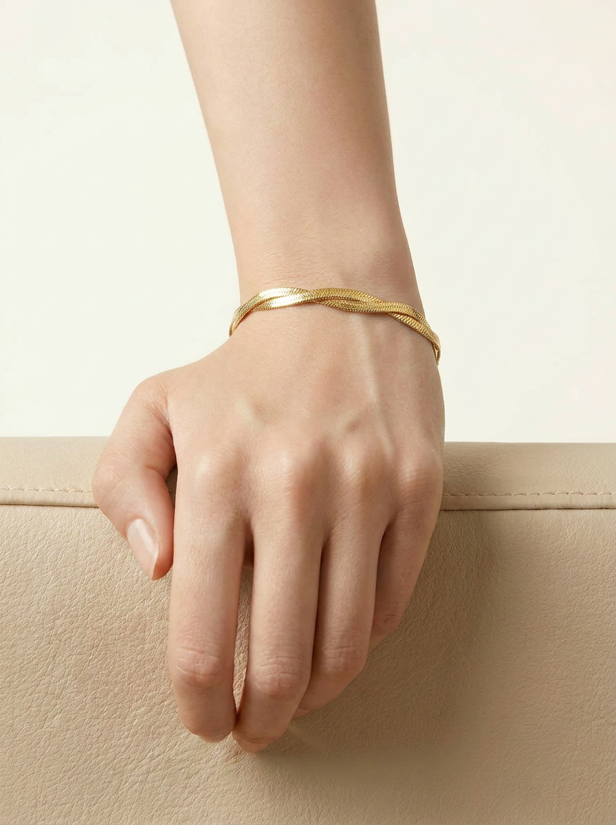 Twisted Snake Chain Bracelet - 18K Gold Plated