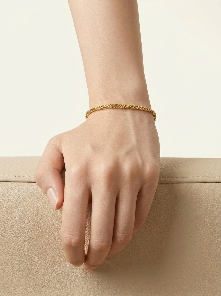 Adjustable Wheat Chain Bracelet - 18K Gold Plated
