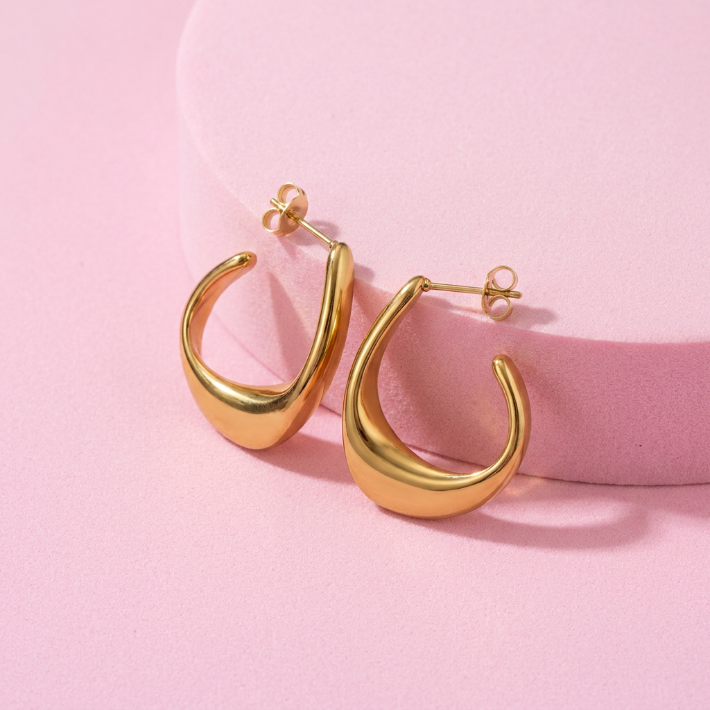 1 Pair Aurielle Swirl Earrings - 18K Gold Plated