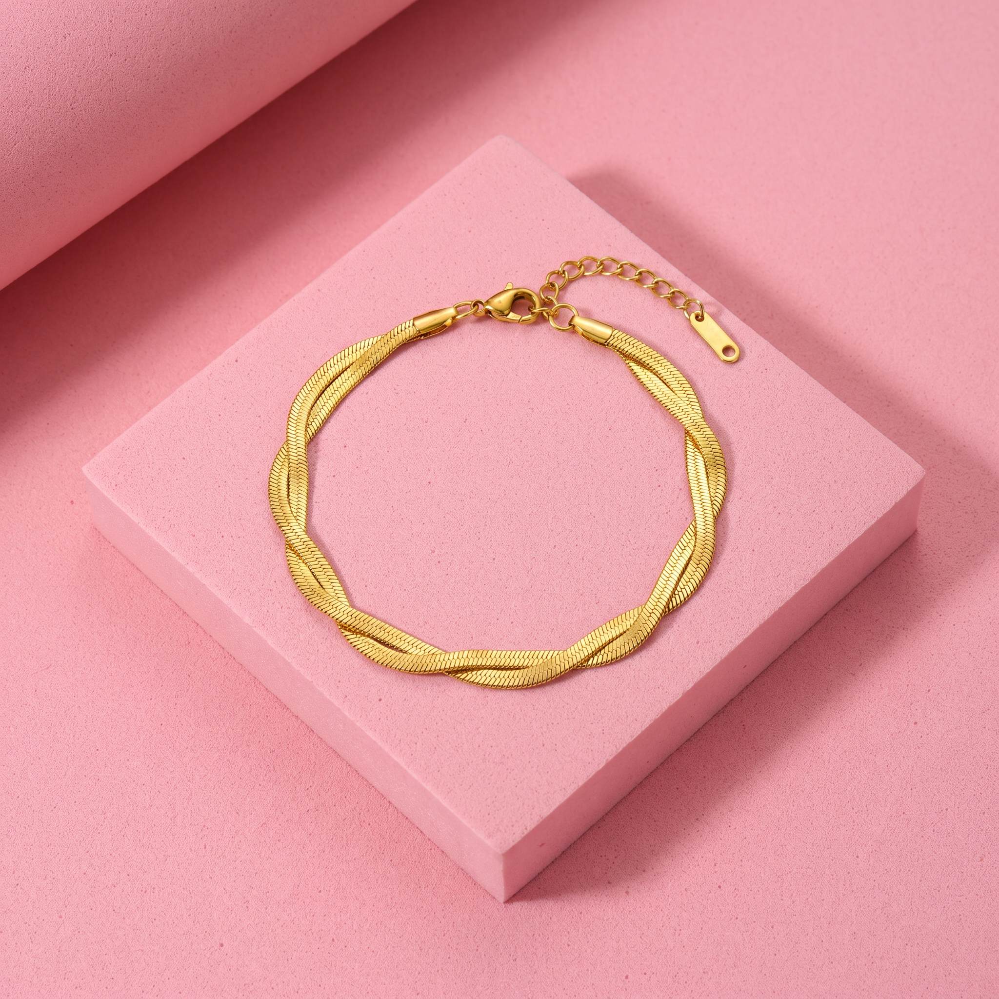 Twisted Snake Chain Bracelet - 18K Gold Plated