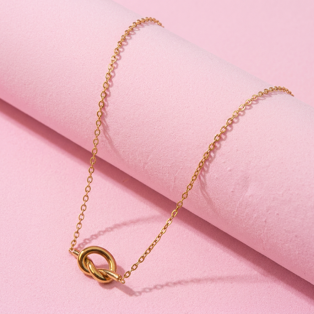 Petite Knot Theme Necklace + Earrings Set - 18K Gold Plated