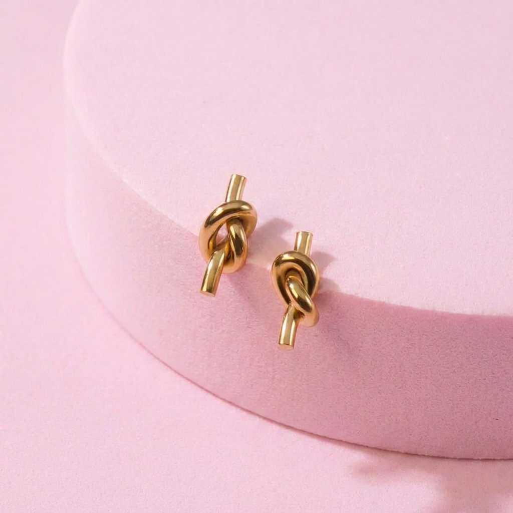 Petite Knot Theme Necklace + Earrings Set - 18K Gold Plated