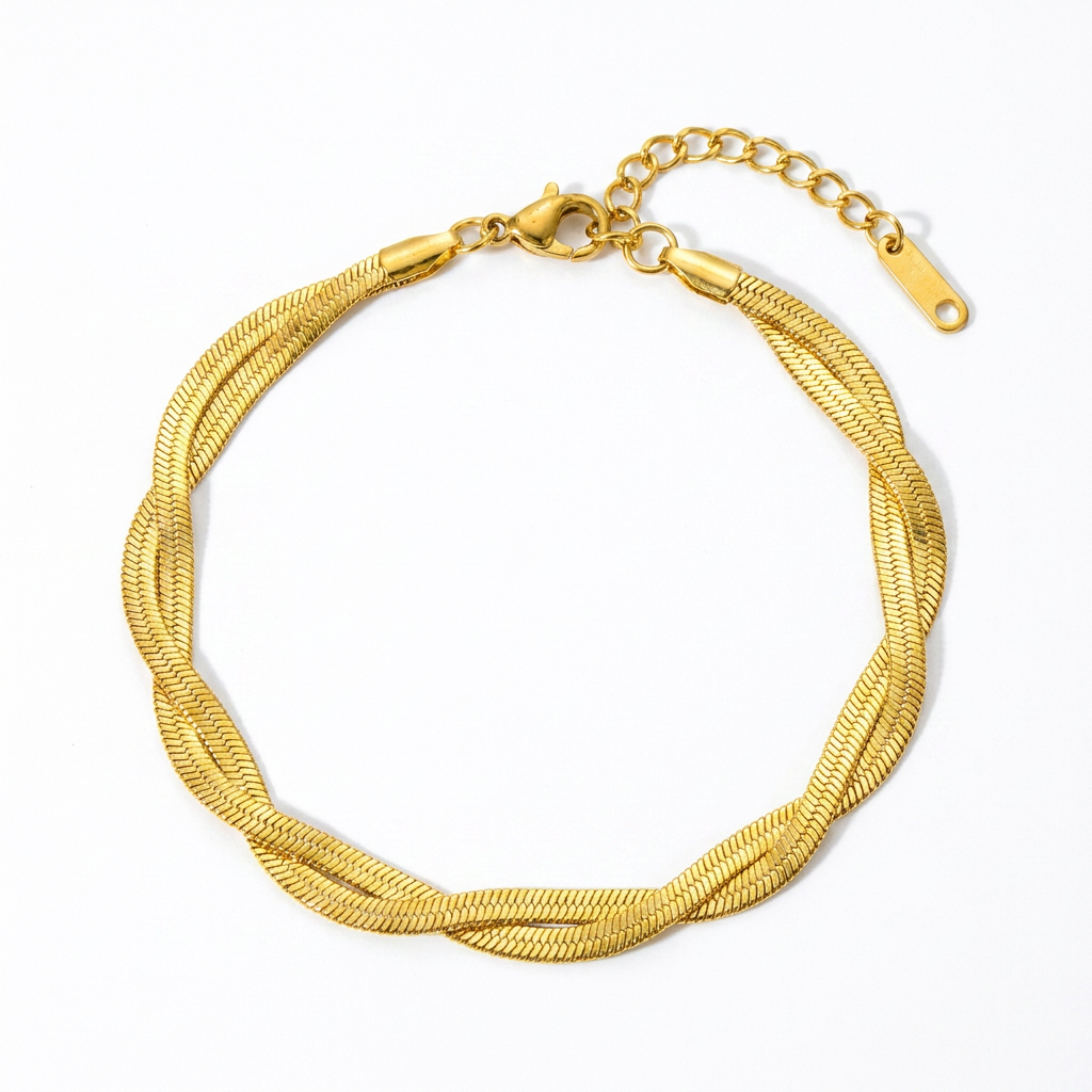 Twisted Snake Chain Bracelet - 18K Gold Plated