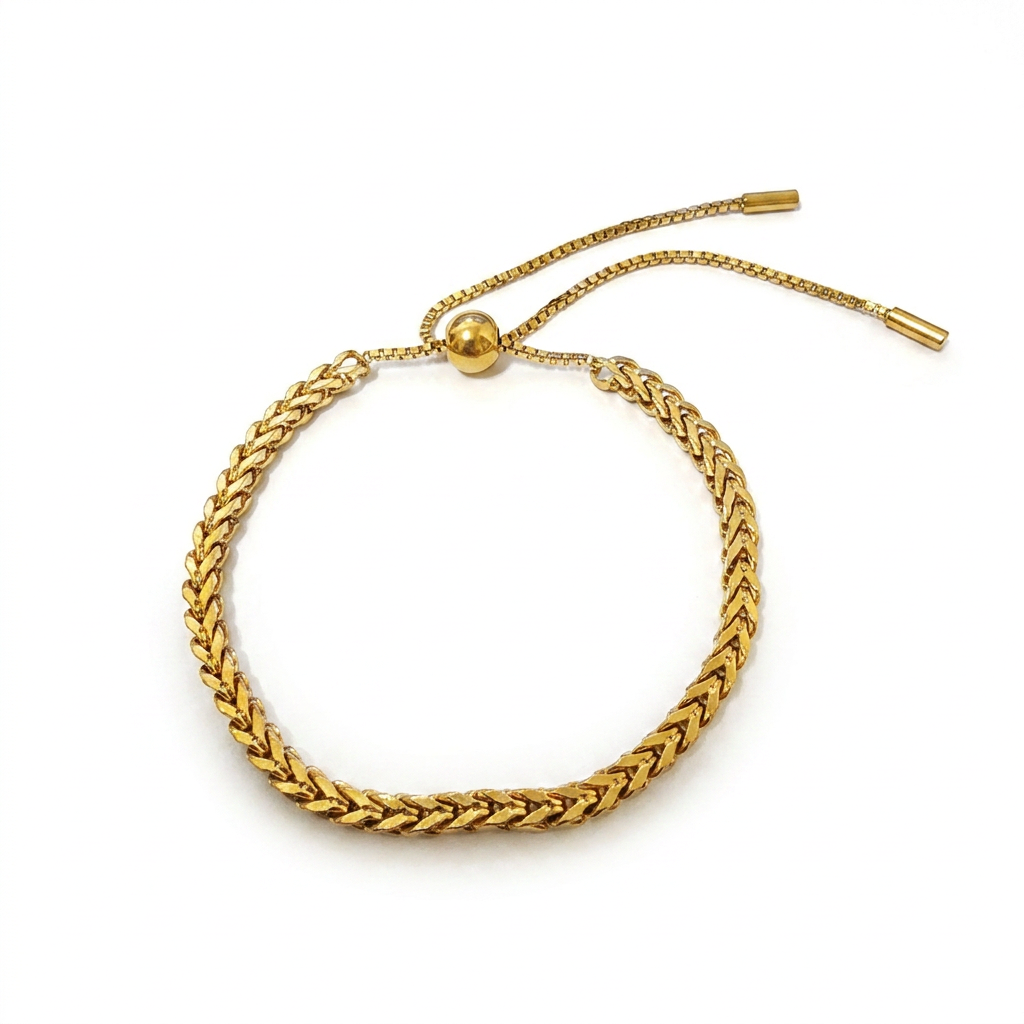 Adjustable Wheat Chain Bracelet - 18K Gold Plated
